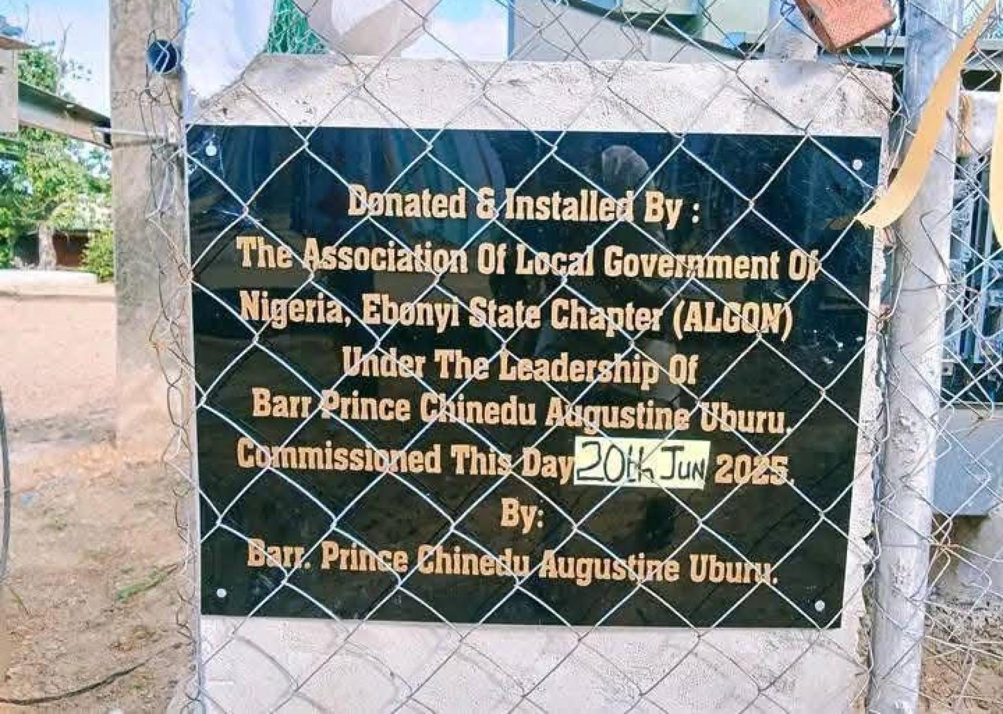 Donation of Transformer to NYSC Permanent Orientation Camp, Afikpo